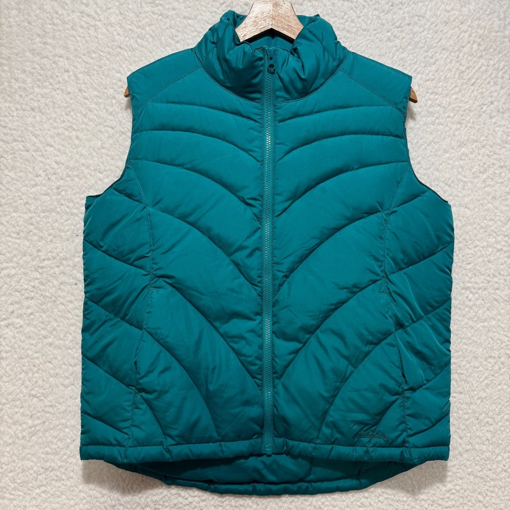 Cabelas Womens‎ Sz M Green Goose Down Puffer Vest 550 Fill